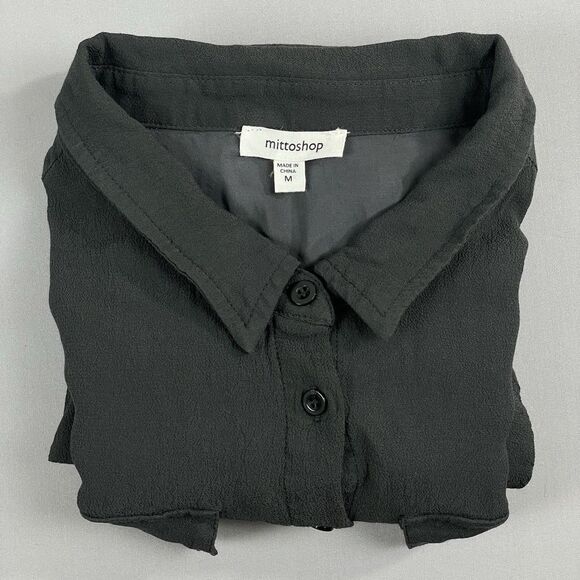 Mittoshop Button Detail Midi Shirt Dress Women's M Grey Short Sleeve Collared - Picture 7 of 14